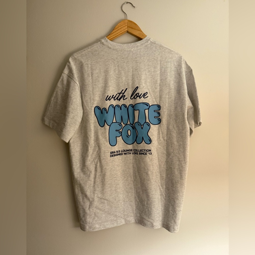 White Fox Boutique With Love Always Oversized Tee Grey Marle 100% Cotton - Picture 9 of 14